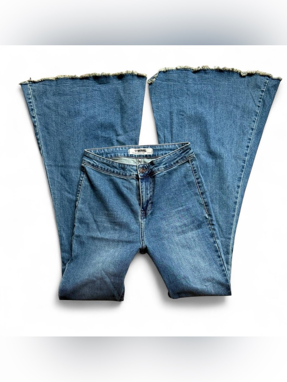 Rock & Roll Denim Frayed Hem Bell Bottom Flare Jeans